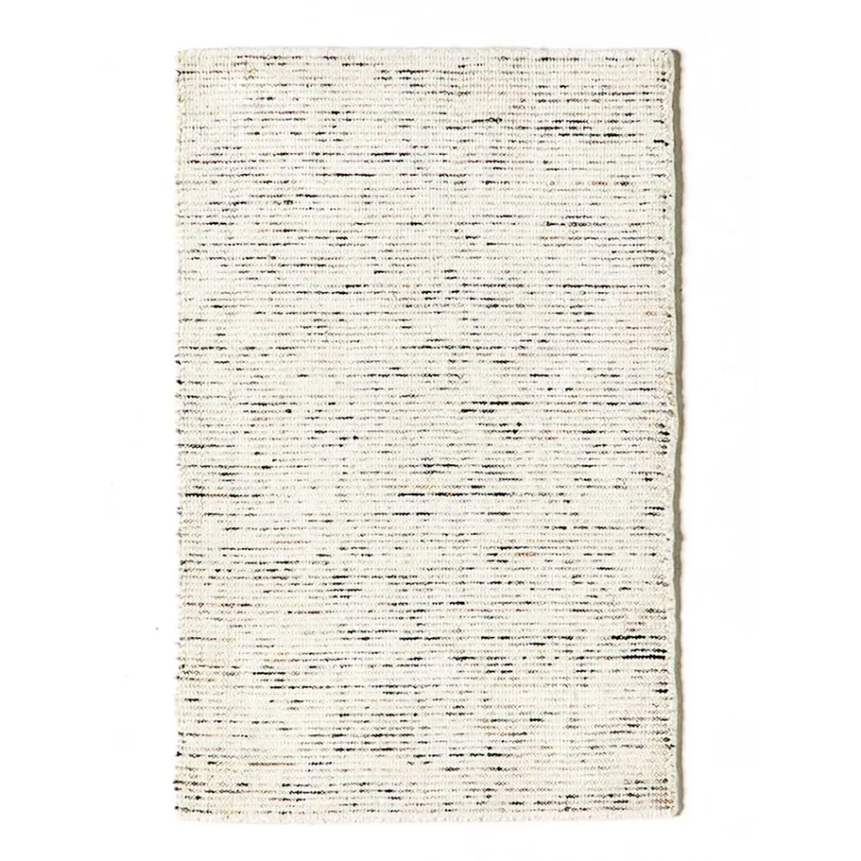Vardagsrumsmatta i bomull, viskos och ull Tillverkad på en manuell vävstol - Melita Viadurini