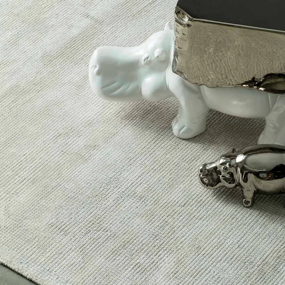 Modern vardagsrumsmatta i bomull och viskos, handvävd - silkeslen Viadurini