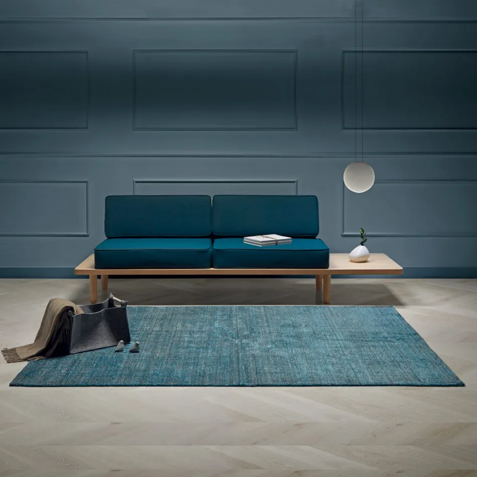 Vardagsrumsmatta producerad på manuell vävstol i viskos, ull och bomull - Cristel Viadurini