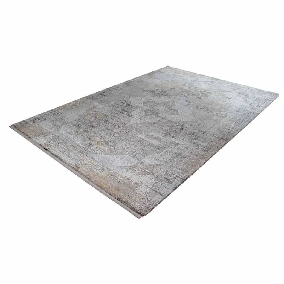 Designer Rug i viskos och akrylgrå beige med design - President Viadurini