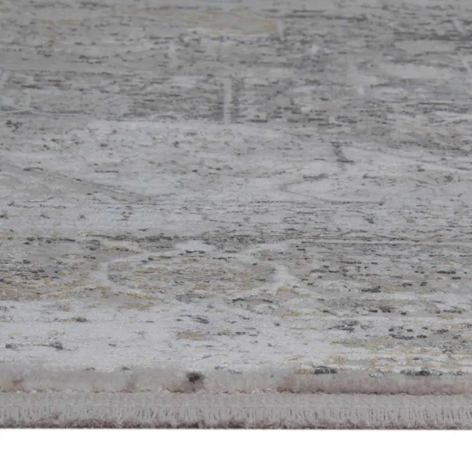 Designer Rug i viskos och akrylgrå beige med design - President Viadurini