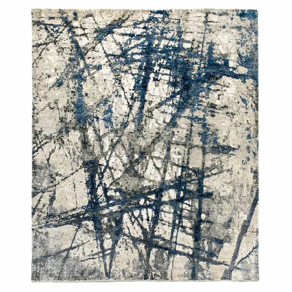 Modern design mönstrad vardagsrumsmatta i bambusilke och ull - Laptos Viadurini