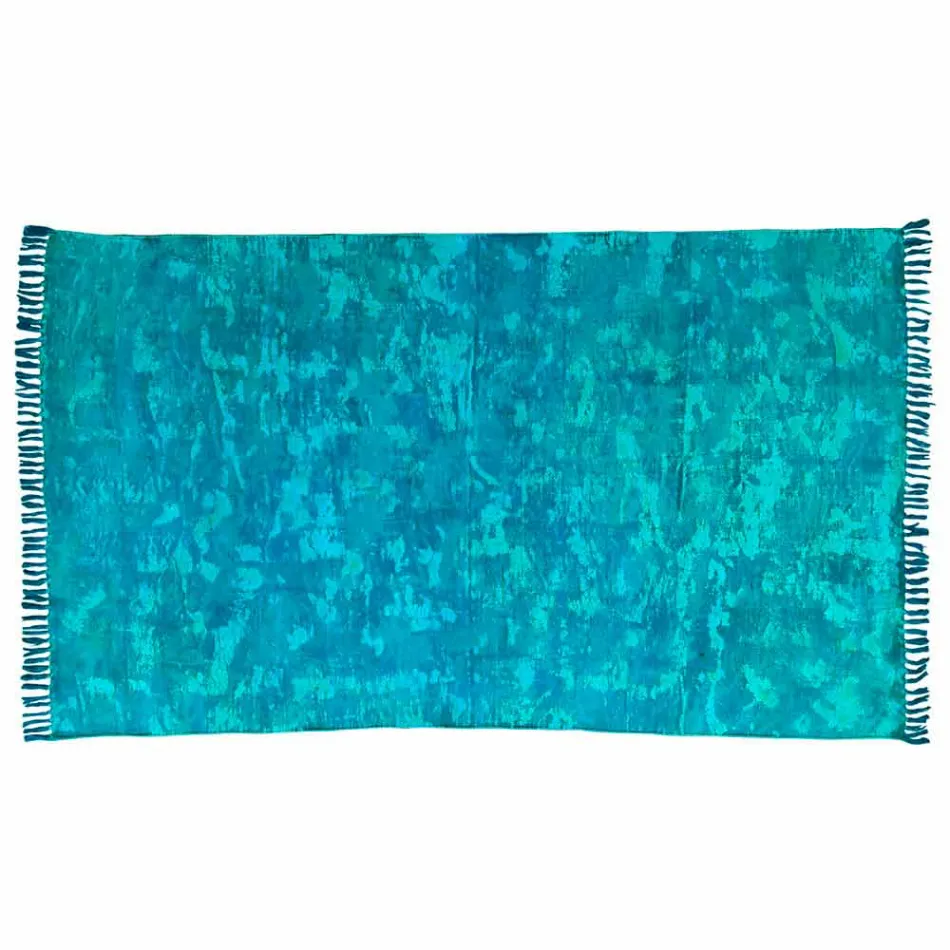 Etniska färgade rektangulära tygdäck med tofsar - Fibraù Viadurini