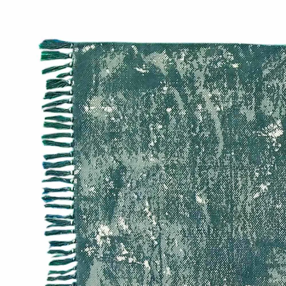 Etniska färgade rektangulära tygdäck med tofsar - Fibraù Viadurini