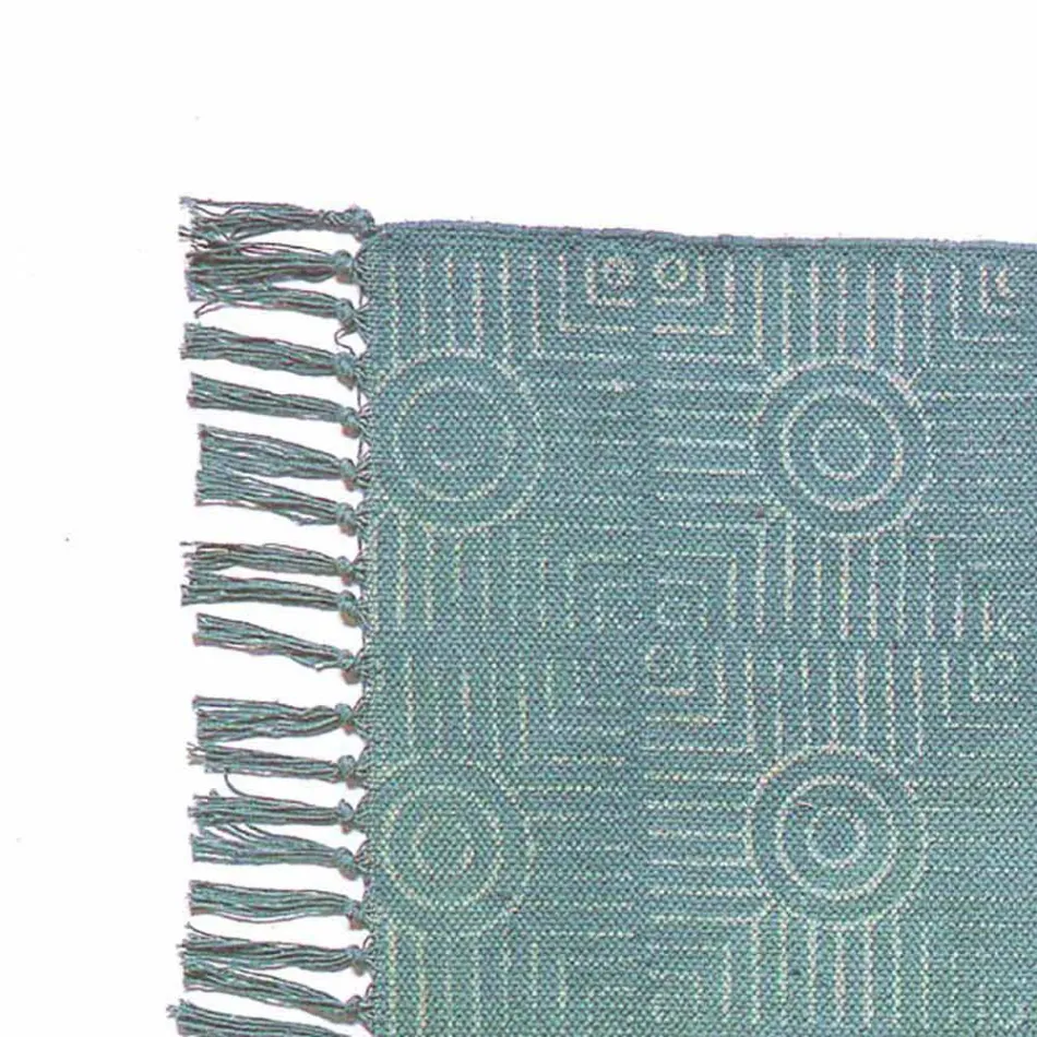 Etniska färgade rektangulära tygdäck med tofsar - Fibraù Viadurini