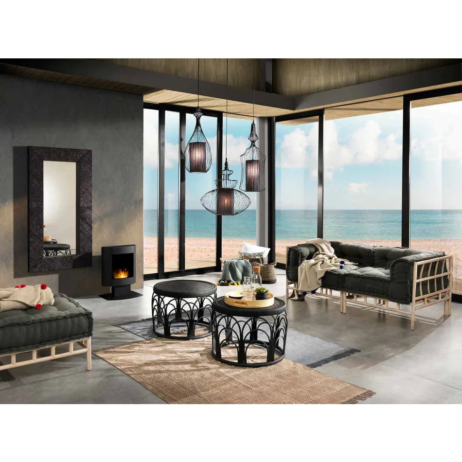 Etnisk färgad rektangulär tygdäck med tofsar - Fibraù Viadurini