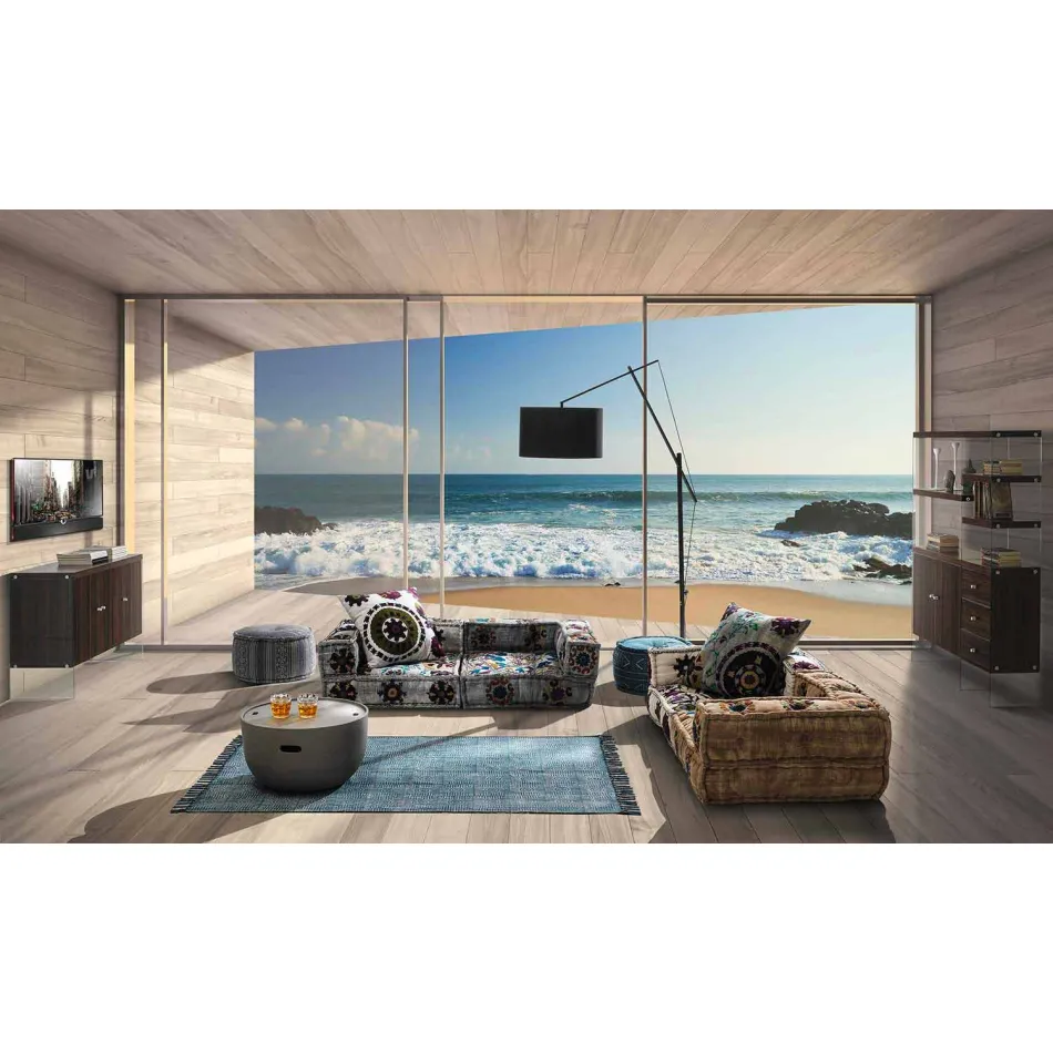 Etniska färgade rektangulära tygdäck med tofsar - Fibraù Viadurini