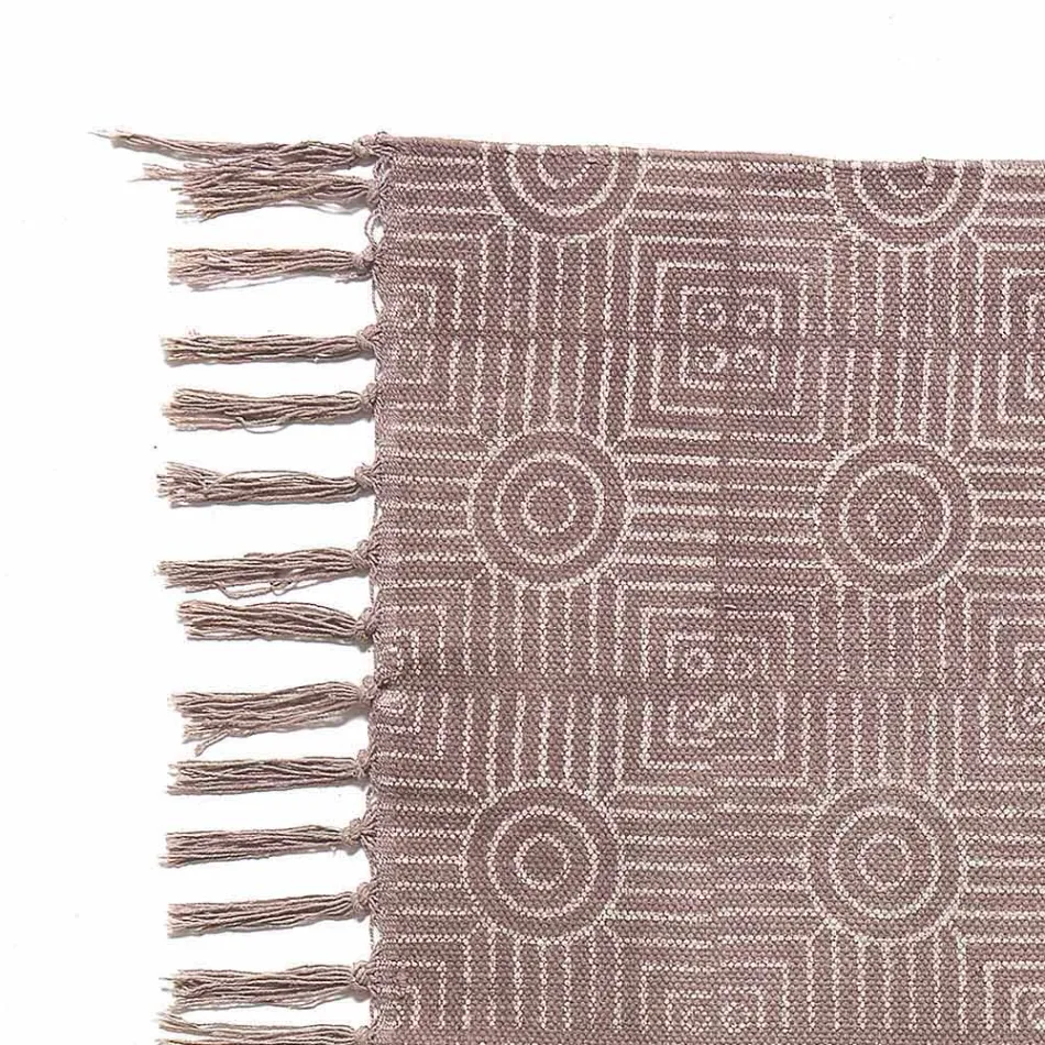 Etniska färgade rektangulära tygdäck med tofsar - Fibraù Viadurini