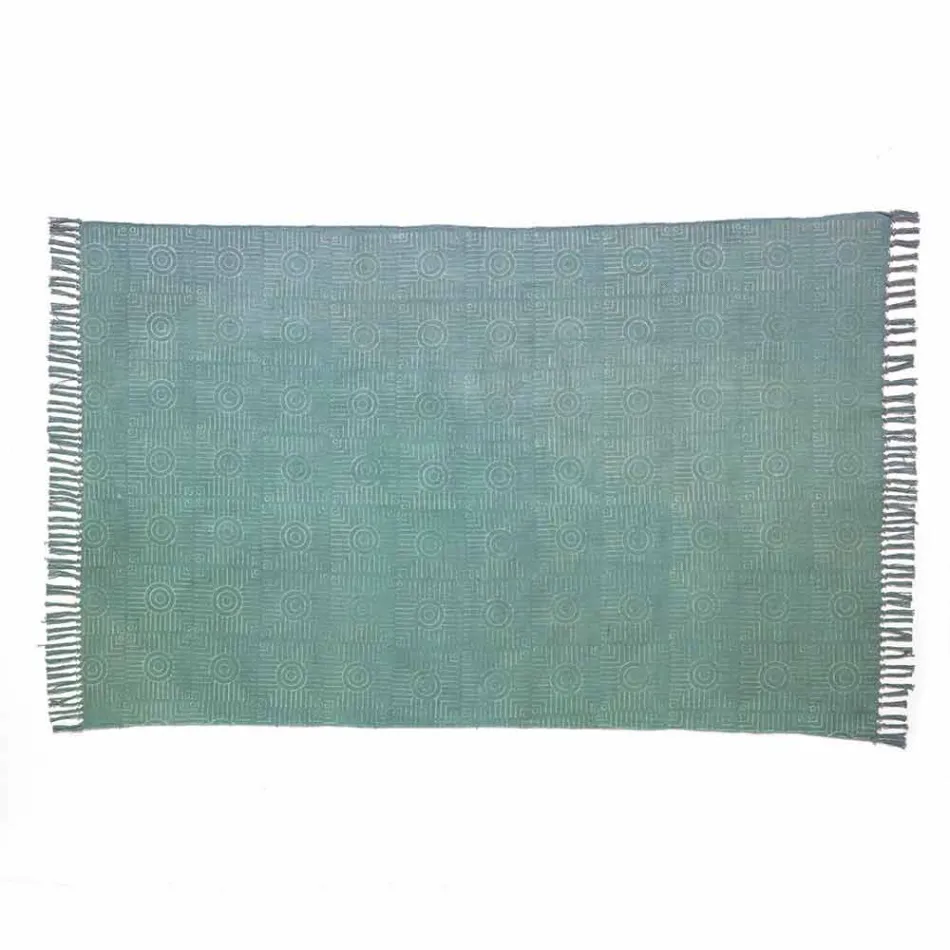 Etniska färgade rektangulära tygdäck med tofsar - Fibraù Viadurini