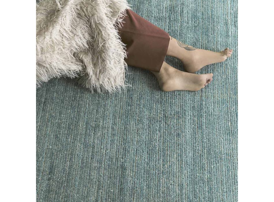 Handgjord matta vävd i Indien Högkvalitativ ull och bambusilke - Anella Viadurini