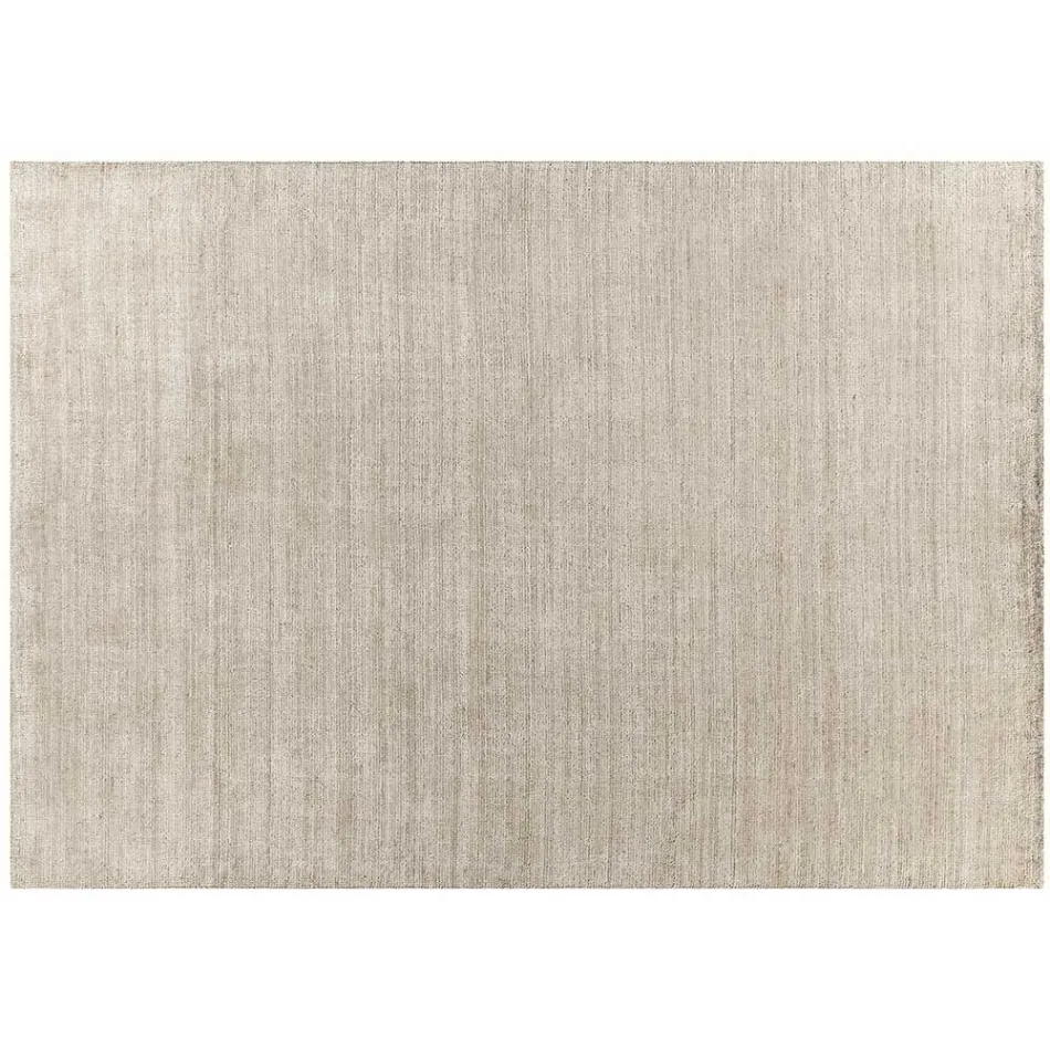 Handgjord matta vävd i Indien Högkvalitativ ull och bambusilke - Anella Viadurini