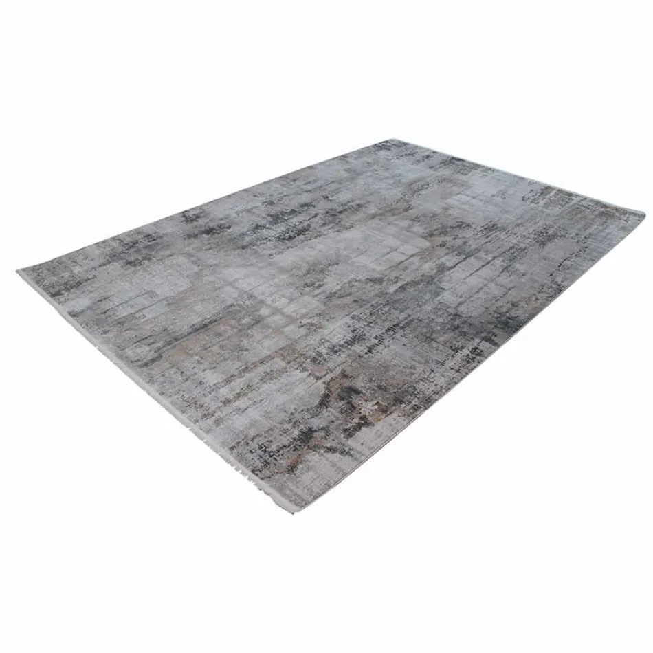 Gråbeige antislip-matta i viskos och akryl med design - President Viadurini