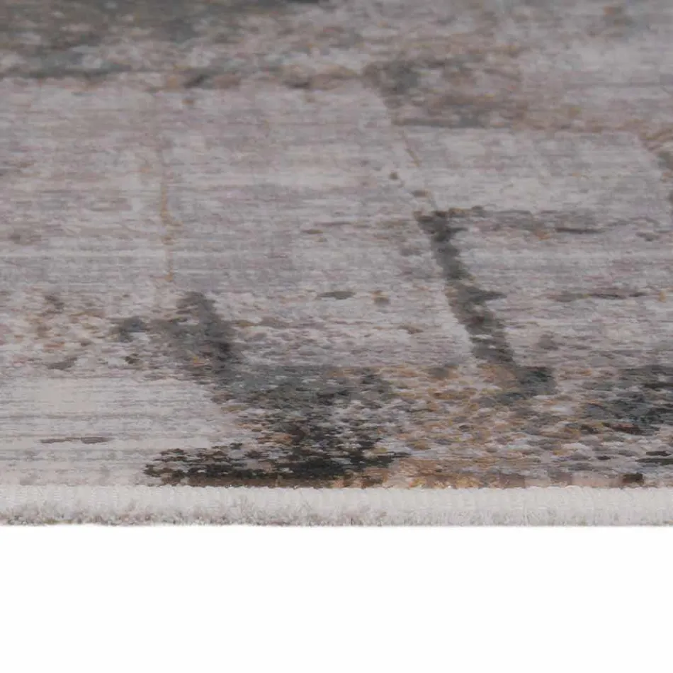 Gråbeige antislip-matta i viskos och akryl med design - President Viadurini