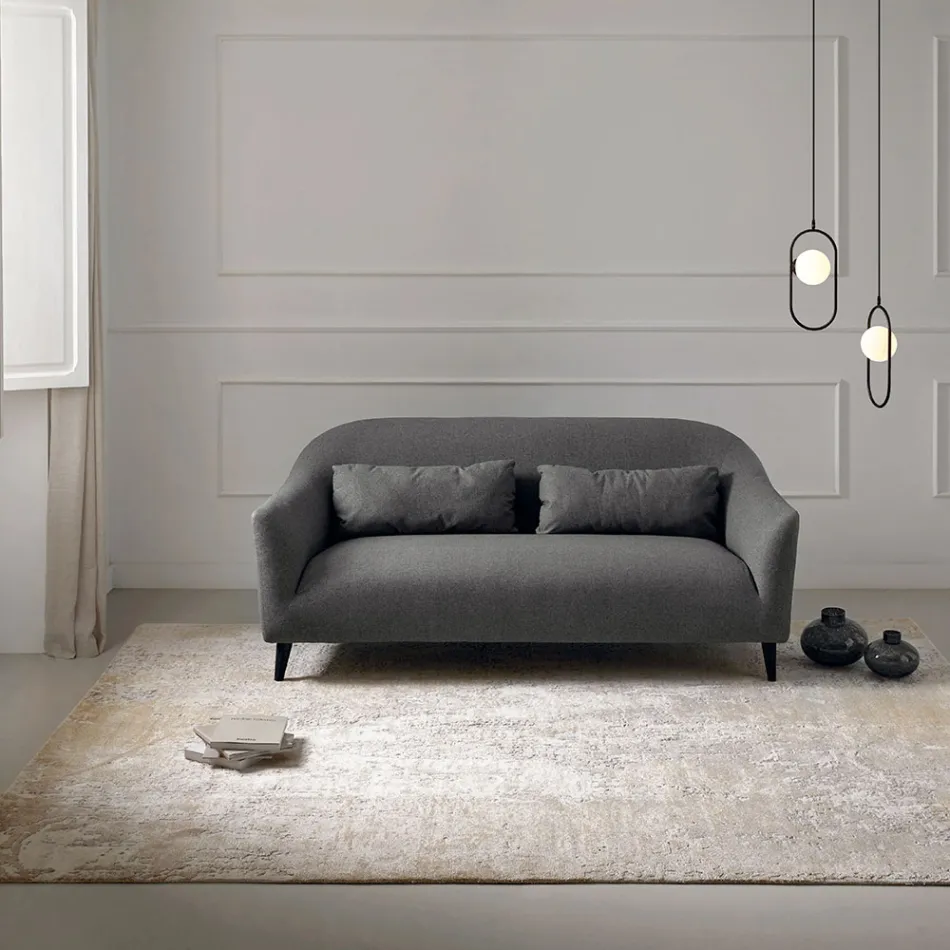 Modern Elegant Design Vardagsrumsmatta i bambusilke och ull - Pasha Viadurini