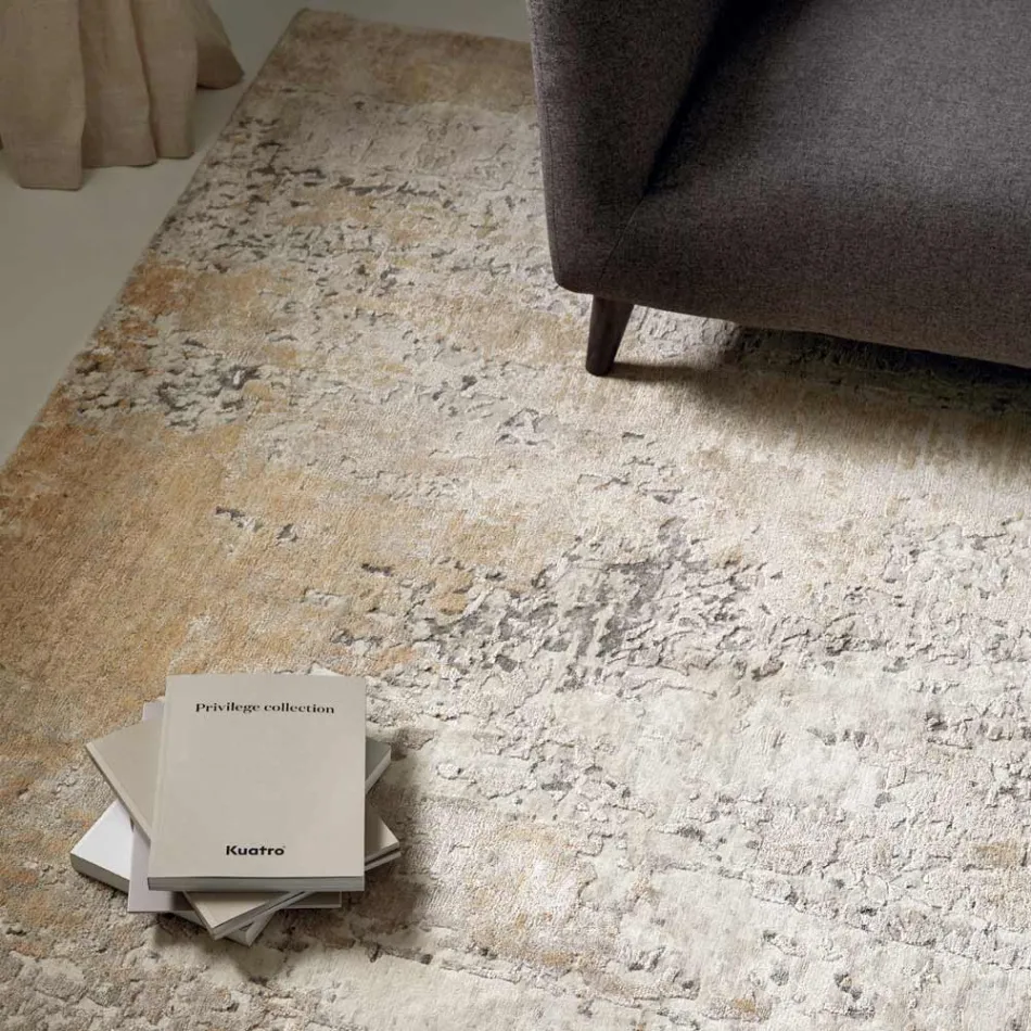 Modern Elegant Design Vardagsrumsmatta i bambusilke och ull - Pasha Viadurini