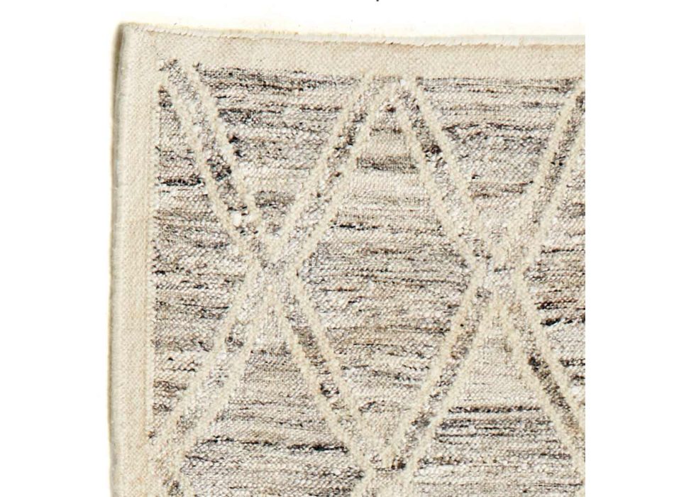 Modern matta i ull och bomull elfenben med fantasi för vardagsrum - peppo Viadurini