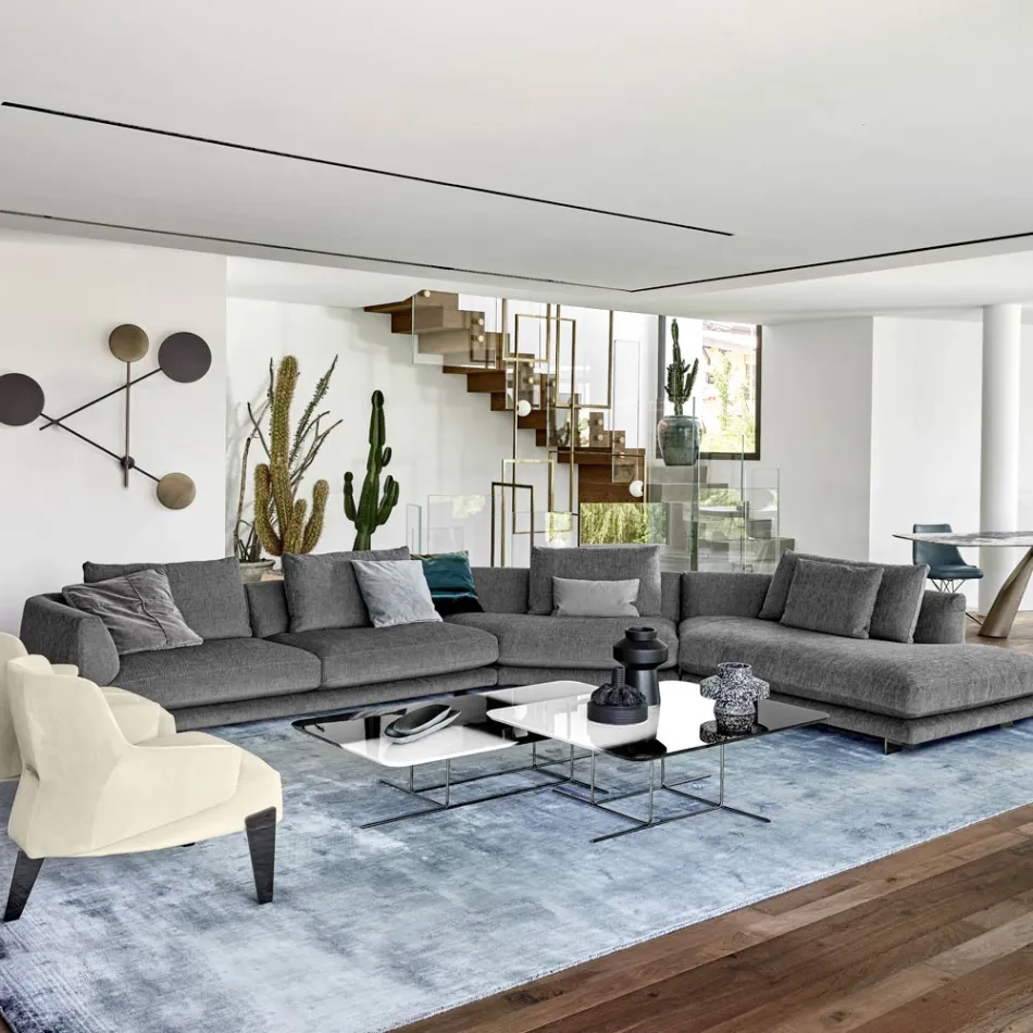 Handgjord vardagsrumsmatta i högkvalitativ viskos vävd i Indien - motorhuv Viadurini