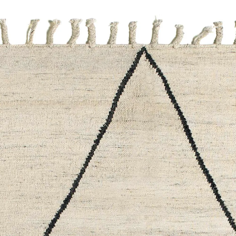 Vardagsmatta i ull och bomull med modern geometrisk design - Metria Viadurini