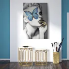 Kaffebord i gyllene järn och marmoreffektharts 2 delar - Pietro Viadurini