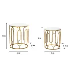 Kaffebord i gyllene järn och marmoreffektharts 2 delar - Pietro Viadurini