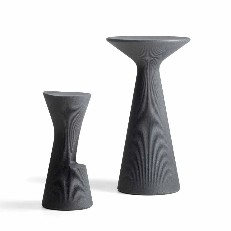 Högt soffbord utomhus i polyeten med rund topp tillverkat i Italien - Desmond Viadurini