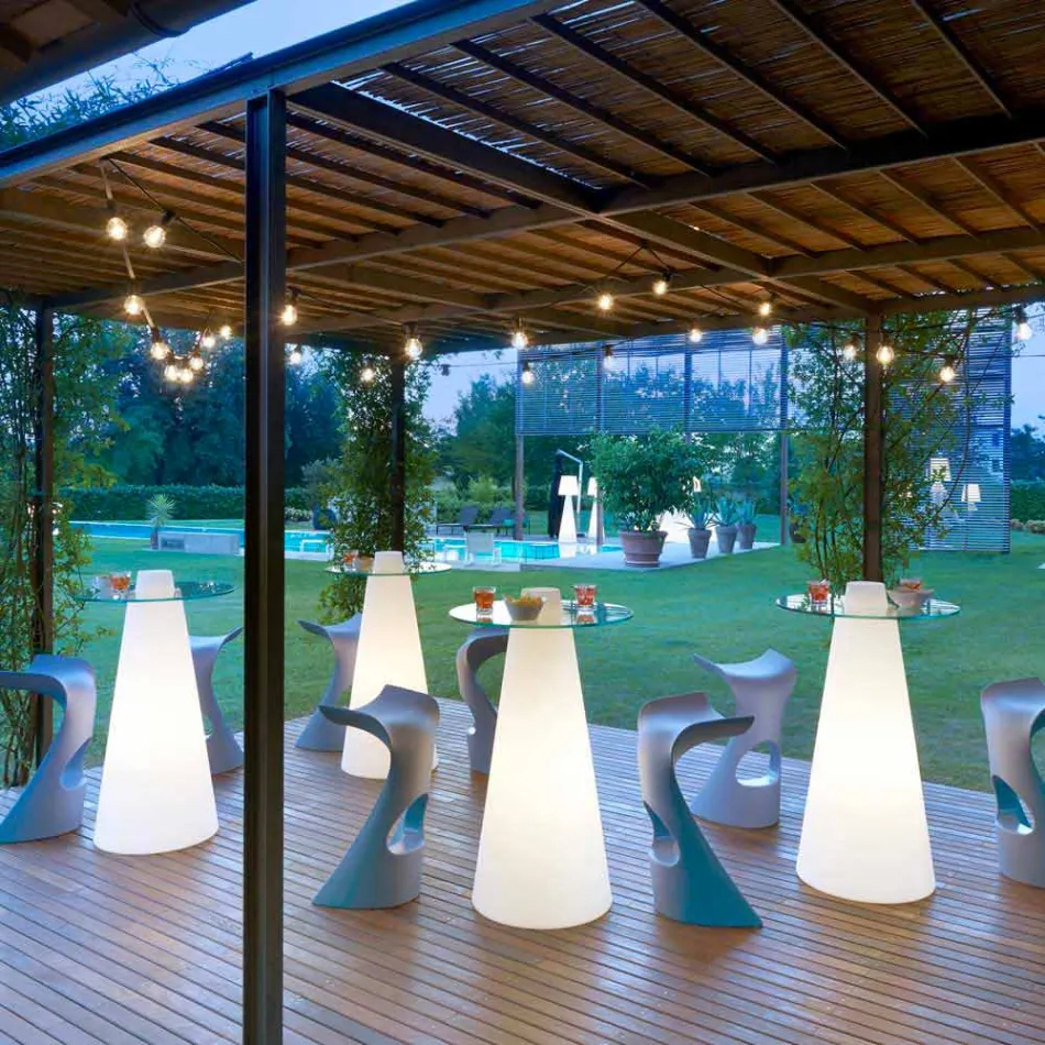 Slide Peak high table (H120) polyeten och glas tillverkad i Italien Viadurini