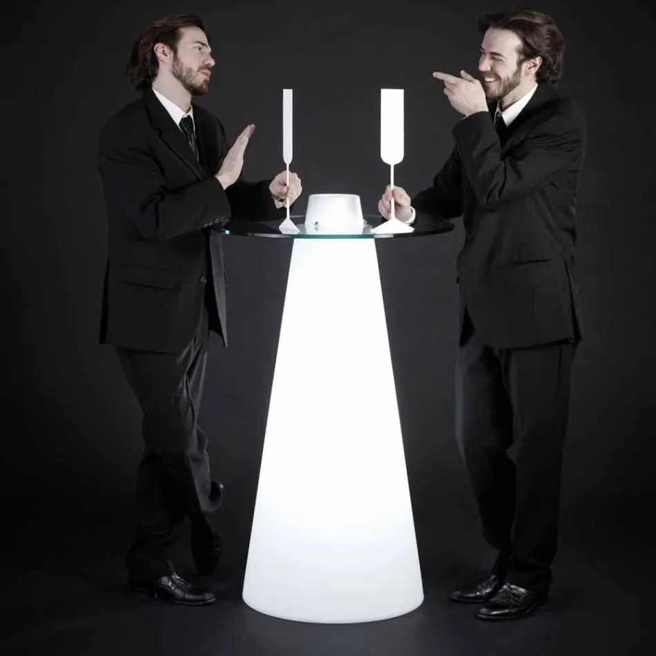 Slide Peak high table (H120) polyeten och glas tillverkad i Italien Viadurini