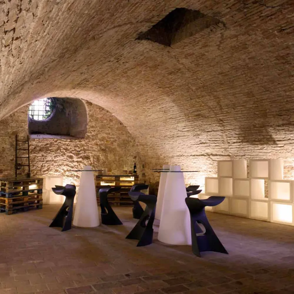 Slide Peak high table (H120) polyeten och glas tillverkad i Italien Viadurini