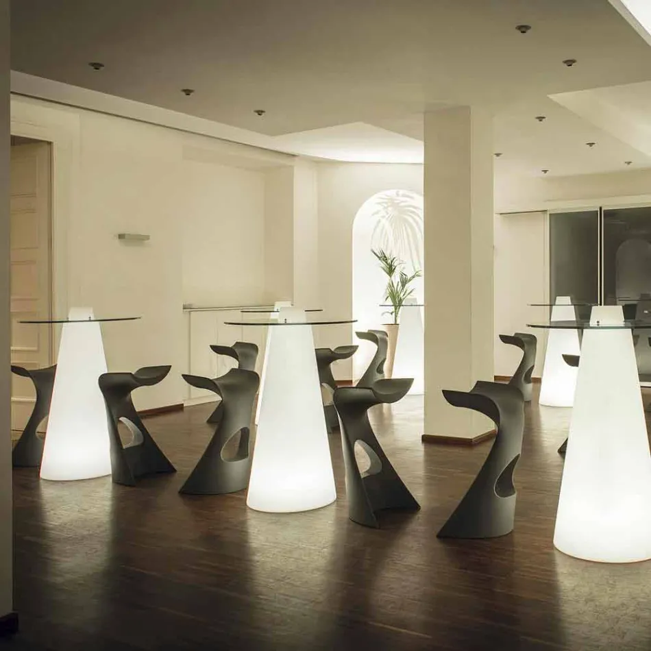 Slide Peak high table (H120) polyeten och glas tillverkad i Italien Viadurini