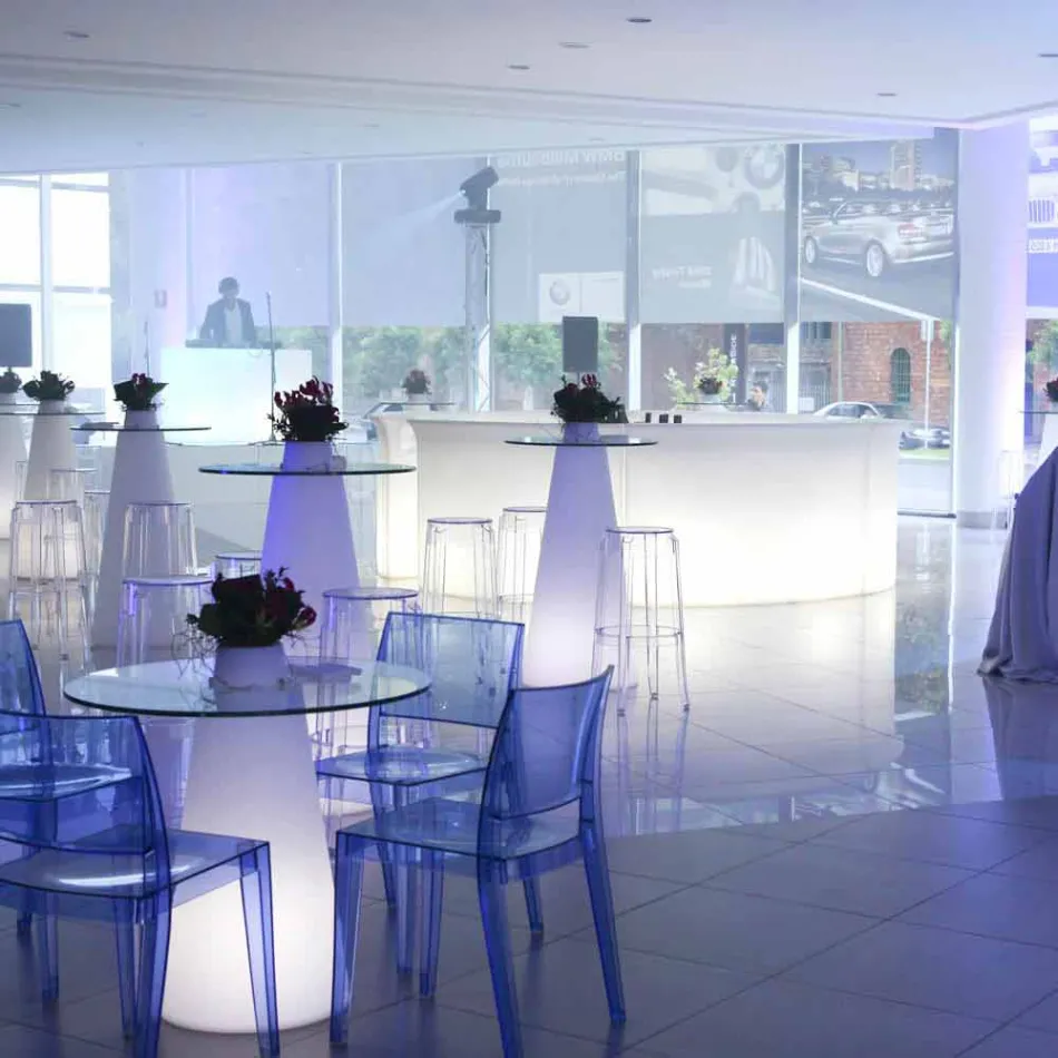 Slide Peak high table (H120) polyeten och glas tillverkad i Italien Viadurini