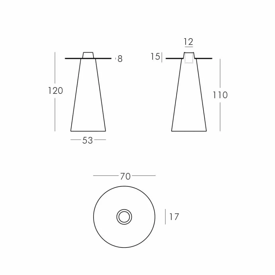 Slide Peak high table (H120) polyeten och glas tillverkad i Italien Viadurini
