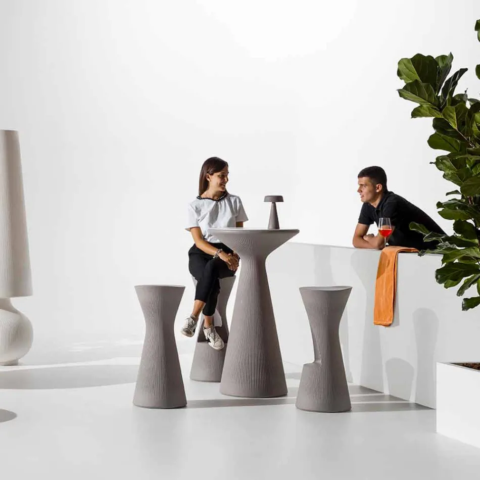 Högrunt soffbord utomhus i polyeten och HPL tillverkat i Italien - Desmond Viadurini