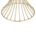 Runt högt soffbord i guldjärn med sfärer och rökt glasskiva - Dexter Viadurini