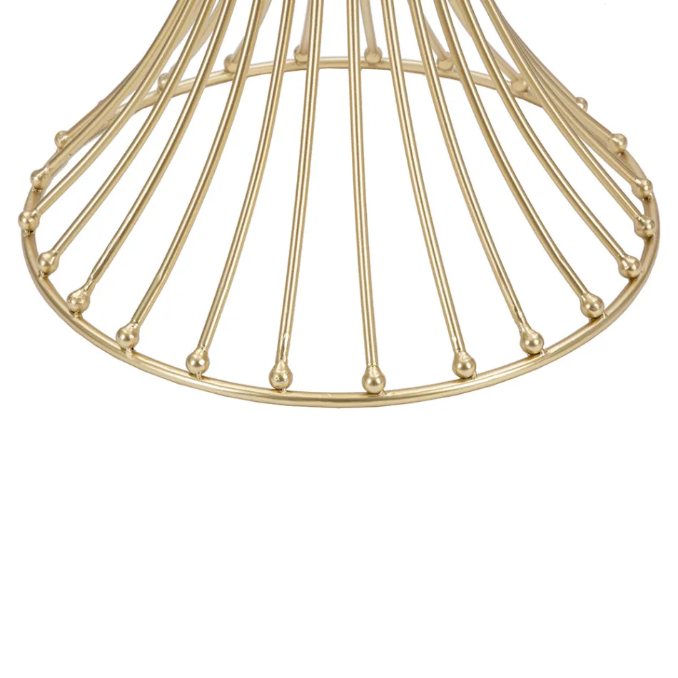 Runt högt soffbord i guldjärn med sfärer och rökt glasskiva - Dexter Viadurini