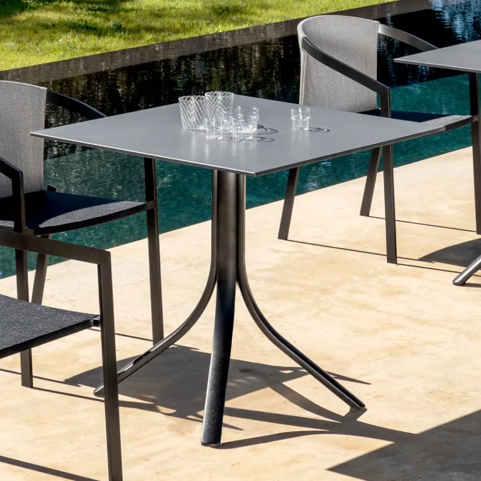 Barbord utomhus med 3 liggande aluminiumben i 2 ytbehandlingar - Filomena Viadurini