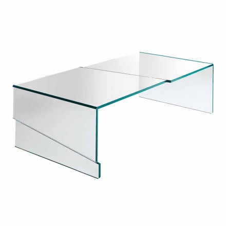 Lågt soffbord för vardagsrum i Cantilever Transparent Glass - Rabatt Viadurini