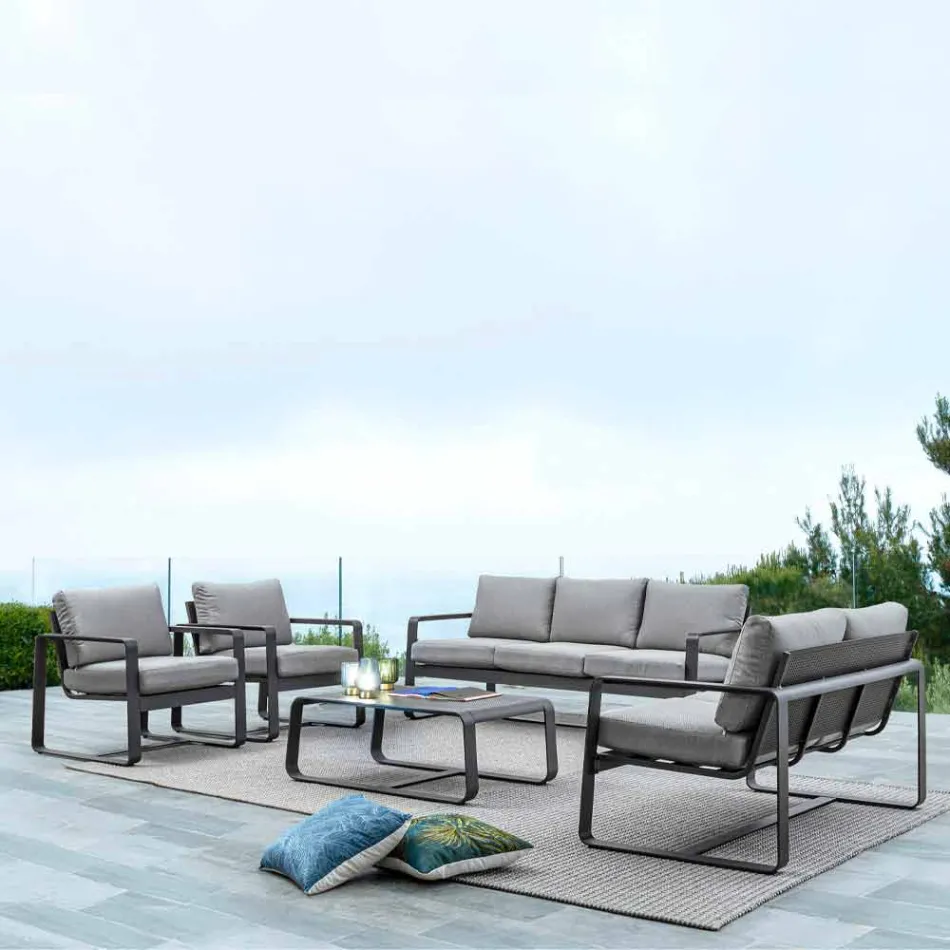 Utomhus lågt bord i vitt eller antracitlackerat aluminium - Aniello Viadurini