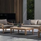Lågt utomhussoffbord i teak med rustik finish, Homemotion - Ronak Viadurini