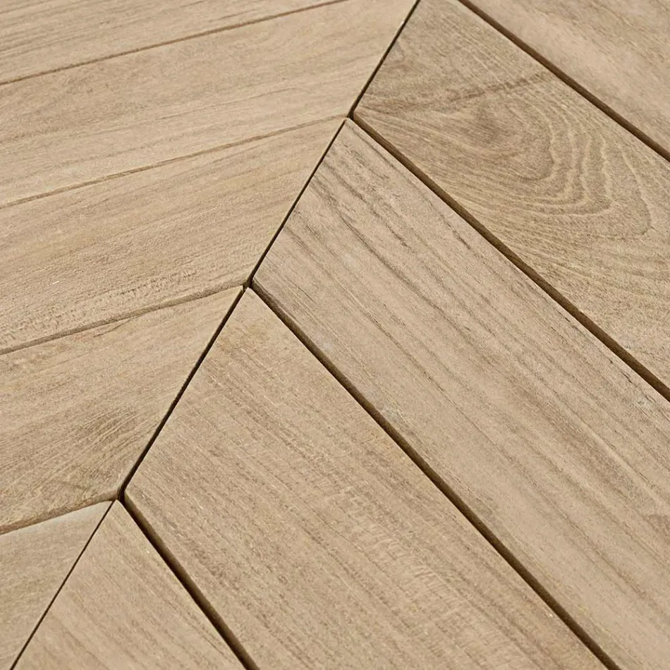 Lågt soffbord i teak utomhus med oval skiva, Homemotion - Ricardo Viadurini