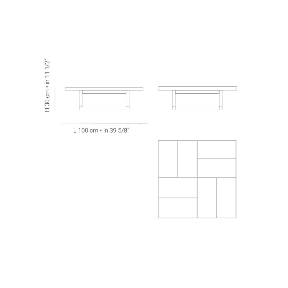 Lågt trädgårdssoffbord med skiva i stengods tillverkat i Italien - Bresson Viadurini