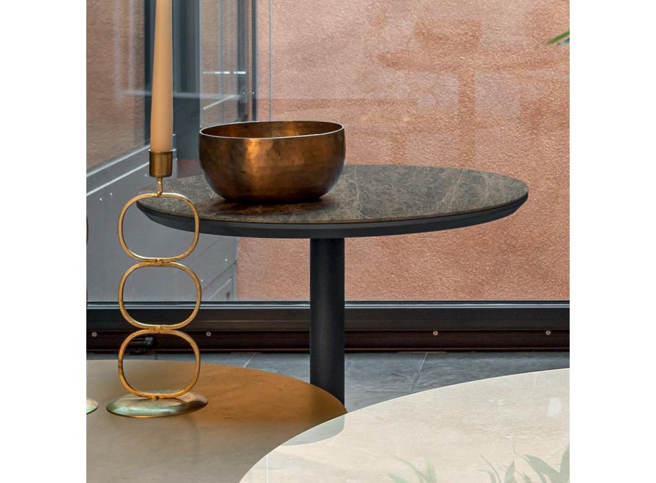 Lågt soffbord i metall och keramik i olika storlekar - Amereo Viadurini