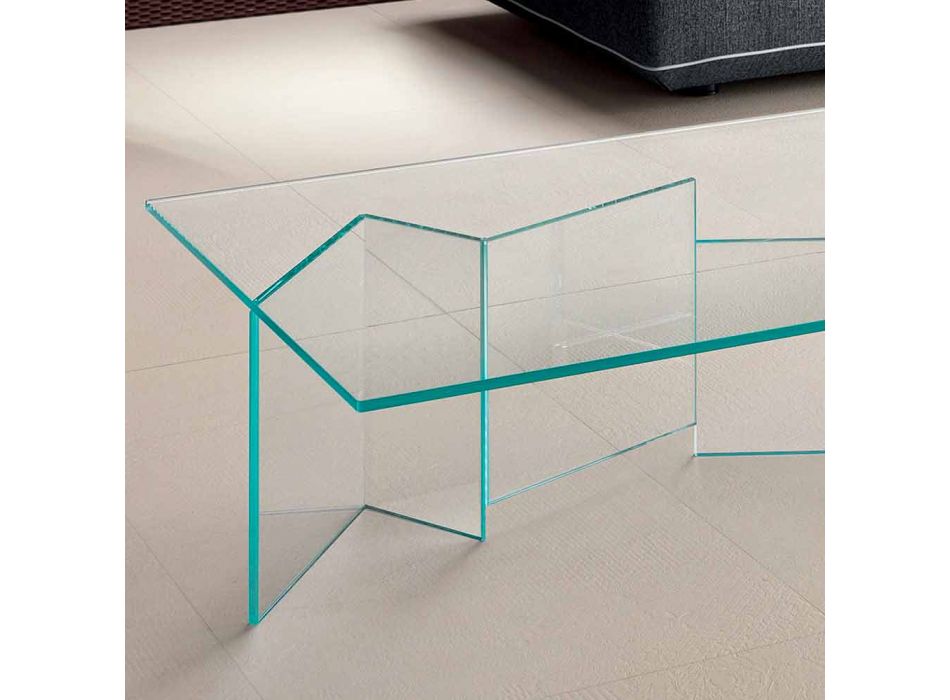 Lågt soffbord i extra klart glas 2 storlekar tillverkad i Italien - slumpmässig Viadurini
