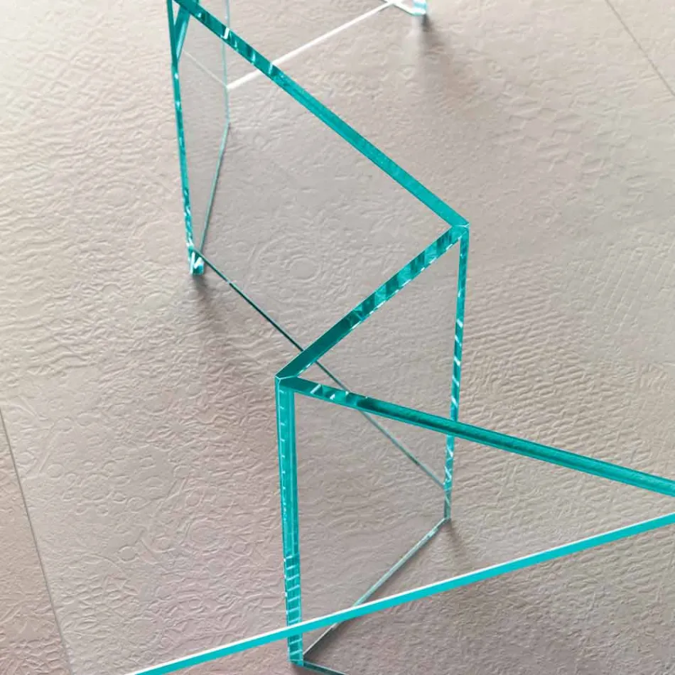 Lågt soffbord i extra klart glas 2 storlekar tillverkad i Italien - slumpmässig Viadurini