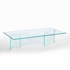 Lågt soffbord i extra klart glas 2 storlekar tillverkad i Italien - slumpmässig Viadurini