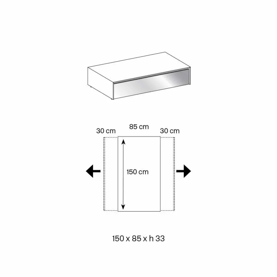 Lågt bord för vardagsrum i rökt glas och trälådor 3 storlekar - Mantra Viadurini