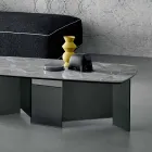 Lågt soffbord Vardagsrum Keramisk topp och ben av rökt glas 3 storlekar - slumpmässigt Viadurini