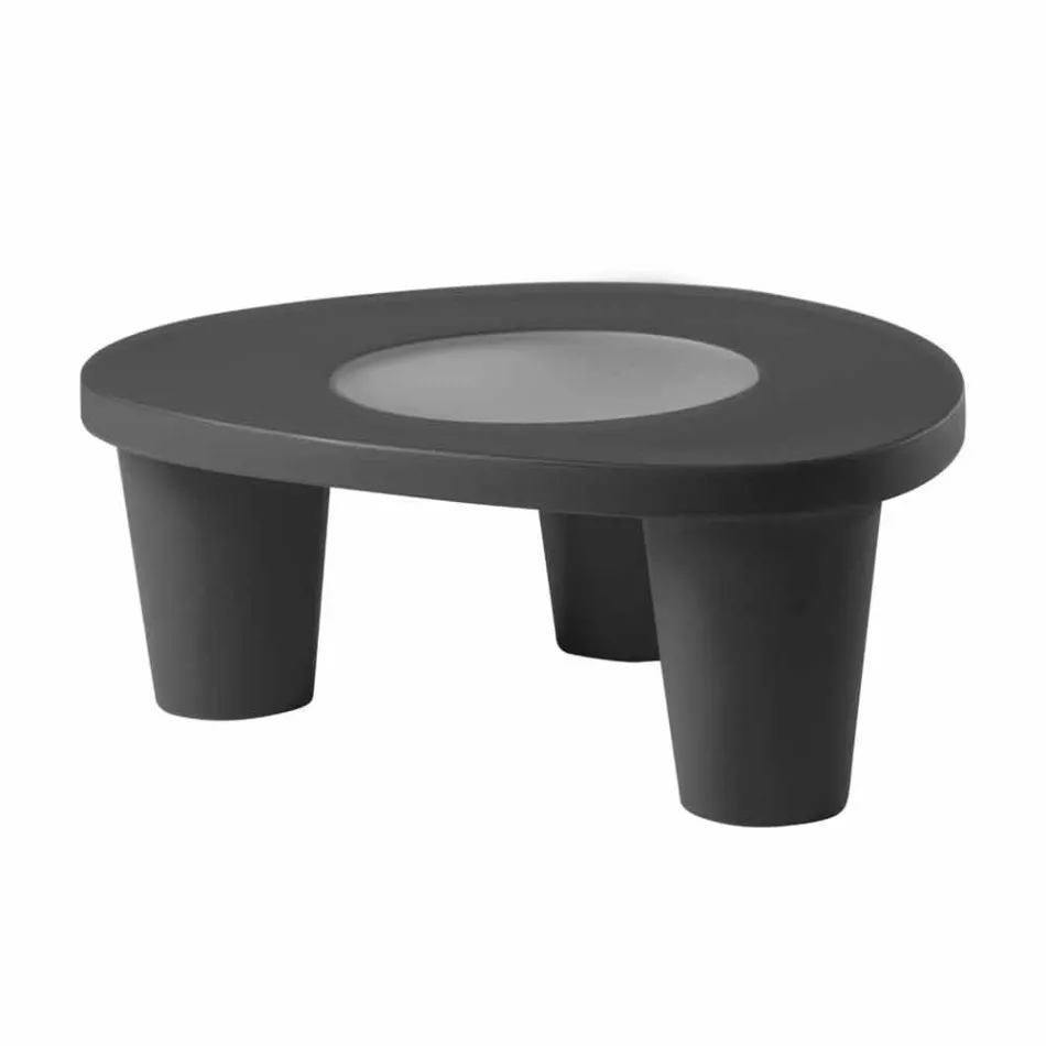 Lågt lågt bord Slide Low Lita Bordpolyeten och glas tillverkat i Italien Viadurini