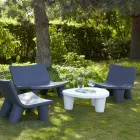 Lågt lågt bord Slide Low Lita Bordpolyeten och glas tillverkat i Italien Viadurini