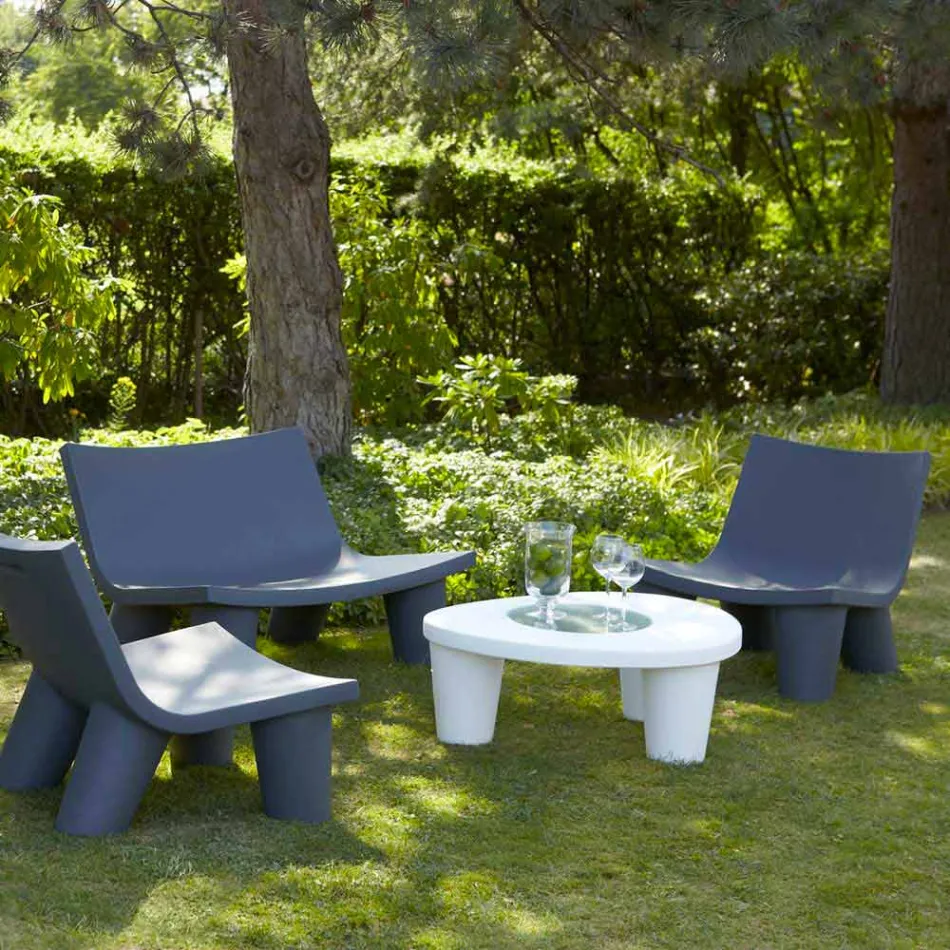 Lågt lågt bord Slide Low Lita Bordpolyeten och glas tillverkat i Italien Viadurini