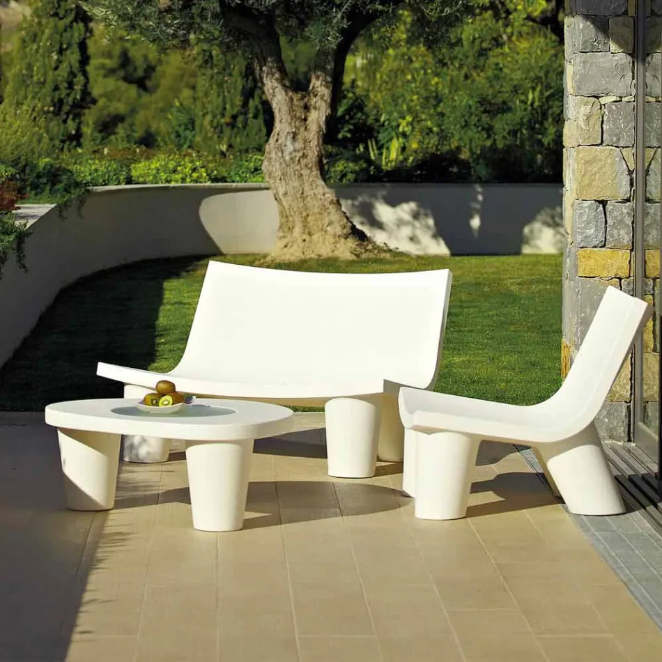 Lågt lågt bord Slide Low Lita Bordpolyeten och glas tillverkat i Italien Viadurini